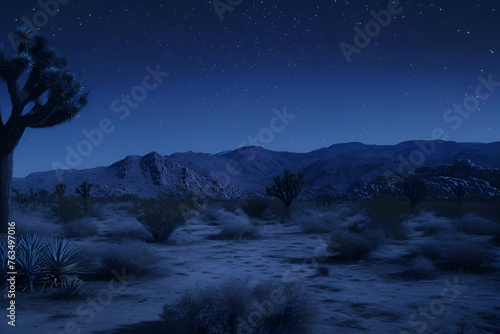 desert landscape without moon at night, Kaktus, bushes, stars, mountains in background, night, sky, landscape, mountain, stones, space, nature, Night Vision photo