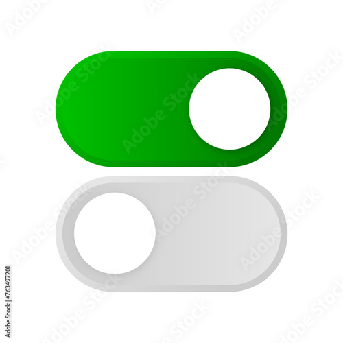 Free Download On and Off Toggle Switch Buttons. Modern user interface mockup. Template button in green and grey colors on white background. Vector illustration. - GFXLoad