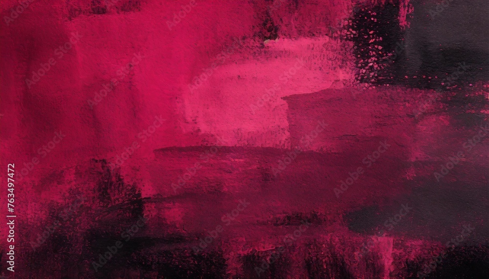 black raspberry red rough painted surface toned old wall viva magenta color trend close up dark colorful grunge texture background for design brush strokes distressed dirty grain - obrazy, fototapety, plakaty 
