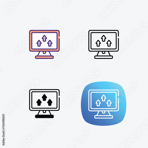 Magnifying Glass icons set in 4 different style vector illustration