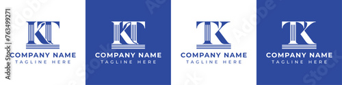Letters TK and KT Pillar Logo Set, suitable for business with TK and KT related to Pillar