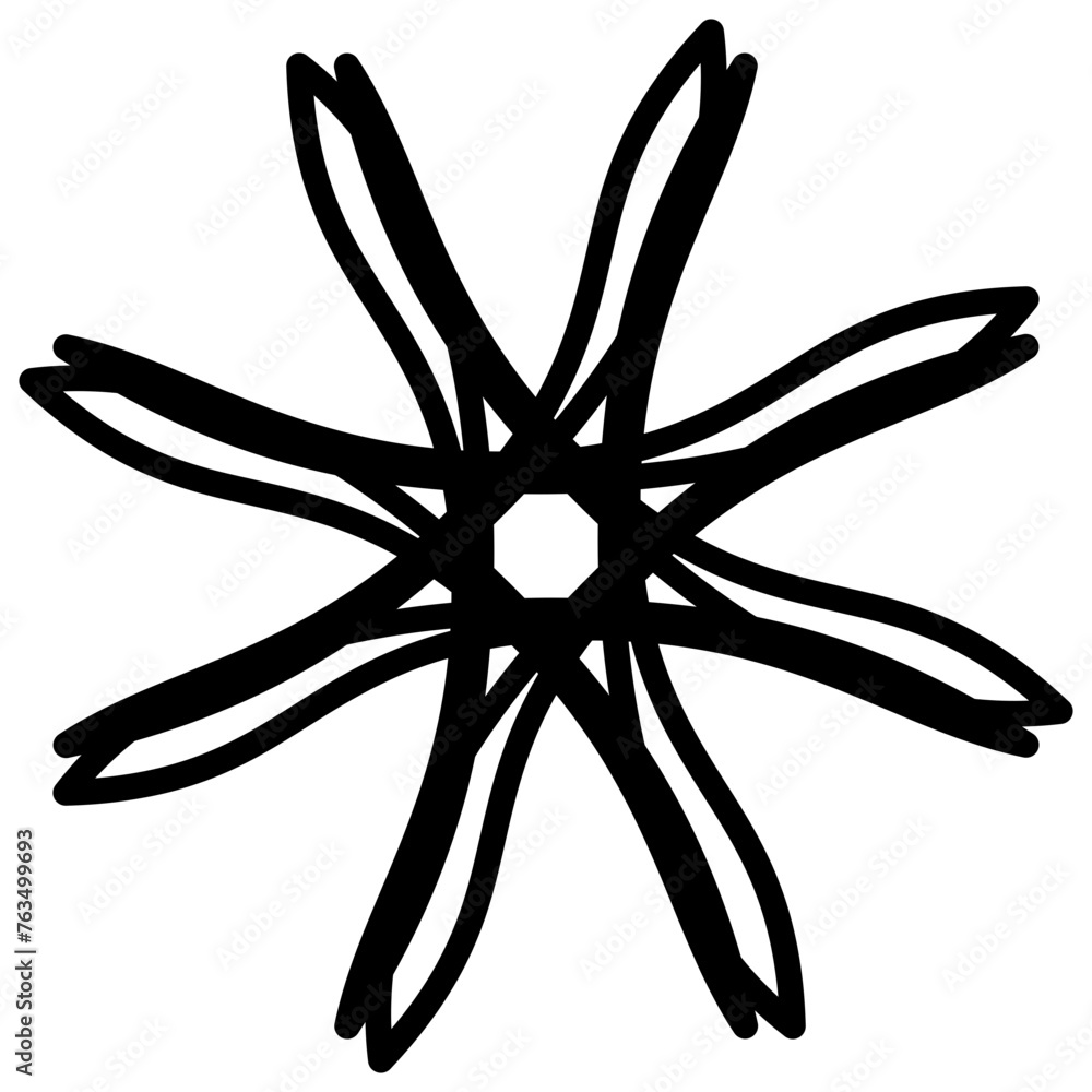 Black, draw flower thick line. Vector illustration. Black, draw flower thick line. Vector illustration.