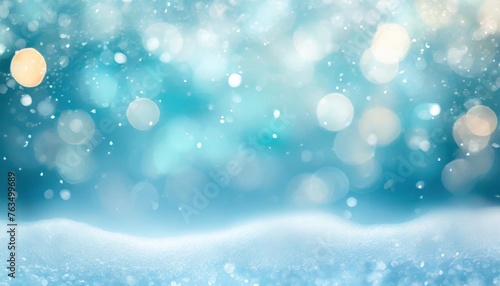 winter background for banners and as an element to create winter mood snow and ice with blurred lights © Diann