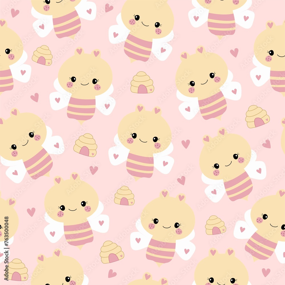 Fototapeta premium Seamless pattern with bees