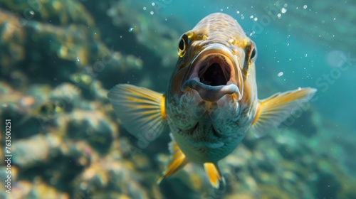 Cichlid fish die from mouth  photo