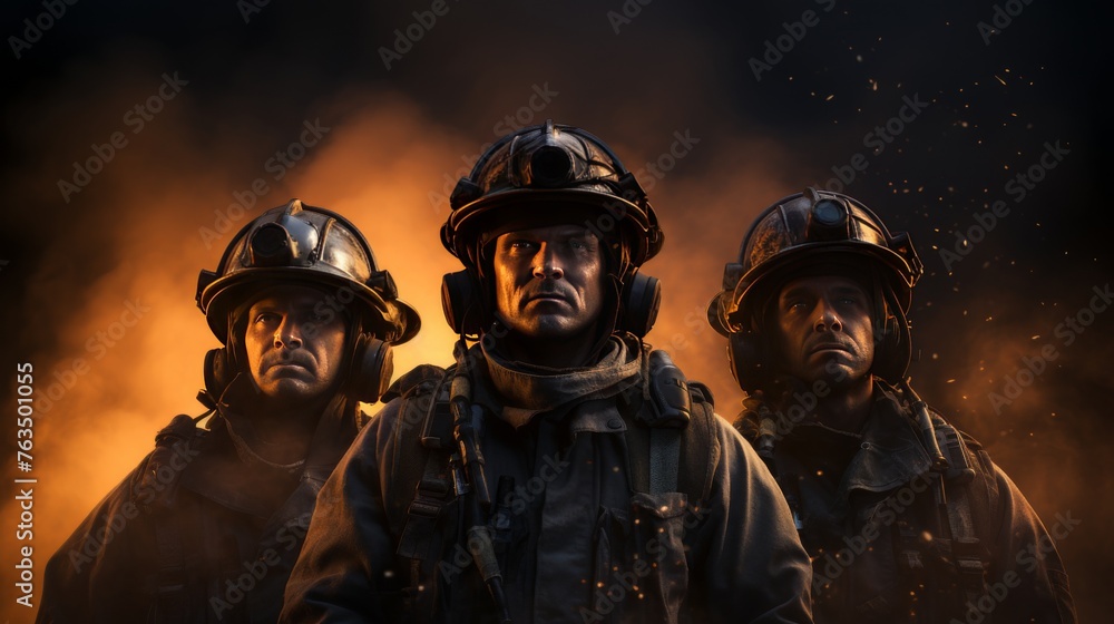 Group of Firefighters Standing Together Group of Firefighters Standing Together