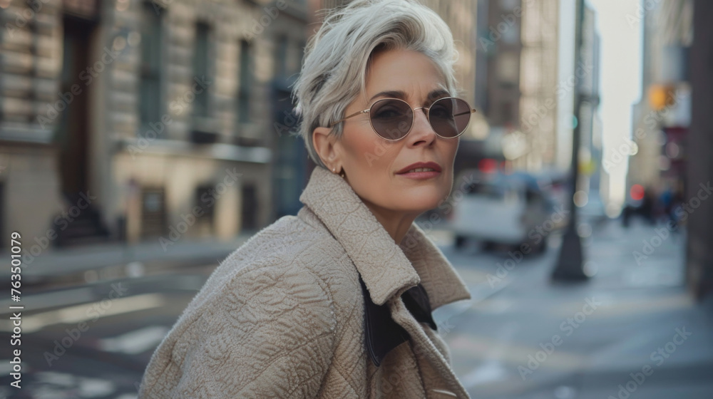 Obraz premium Mature woman posing in a city street