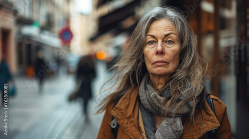 Mature woman posing in a city street © ArtBox