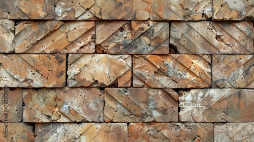 Elegant stone wall from small square and rectangle parts 