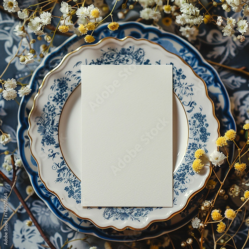 Boho wedding place card mockup.