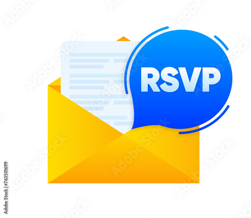 RSVP mail message. Please respond to mail message. Event invitation concept. Vector Illustration.