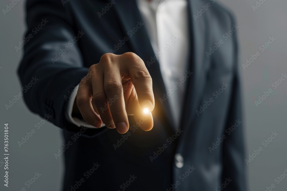 Fototapeta premium Businessman Touching a Camera business Background growth success