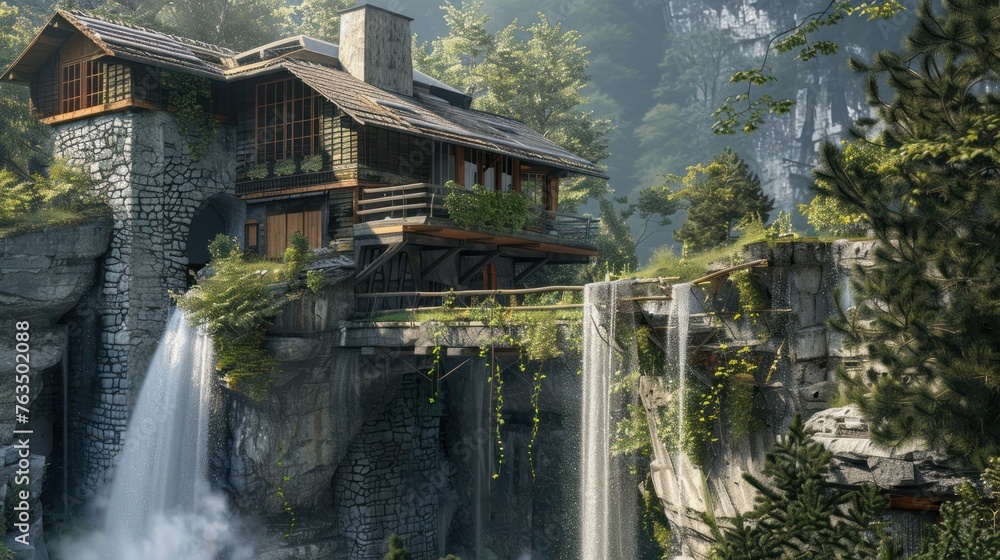 This house is like something straight out of a fairy tale. Built on a rock shelf above the waterfall. Gives a feeling of complete harmony with nature. 