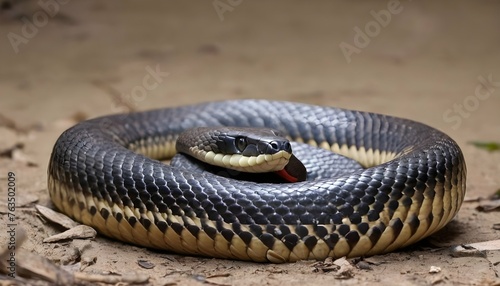 A King Cobra With Its Hood Flattened Against Its B Upscaled 6