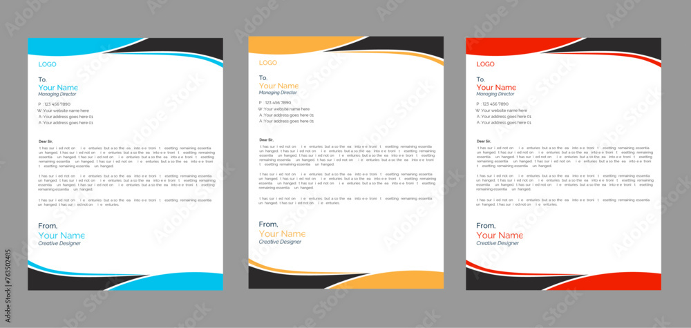 Vector corporate letterhead design for company or business
