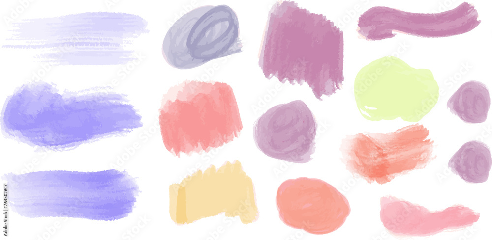 Set of dry paint brush stroke backgrounds. Watercolor. Dirty art vector design elements, boxes, text frames, labels, logo. Blue, purple, yellow, ochre. Paint stains. Set of dry paint brush stroke backgrounds. Watercolor. Dirty art vector design elements, boxes, text frames, labels, logo. Blue, purple, yellow, ochre. Paint stains.