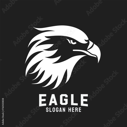Black and white eagle head vector logo design. A striking symbol and sign.