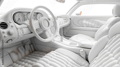Luxurious White Leather Interior of Car © Kamran