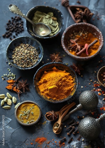 spices and herbs in a bowl © jodoto