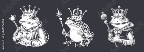 Vintage Frog prince vector illustration for T-Shirt Design. Generative AI