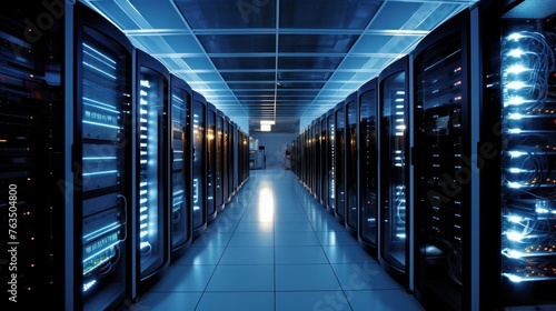 Wallpaper Mural Depict a state of the art data center with rows of server racks, cooling systems, and redundant power supplies Torontodigital.ca