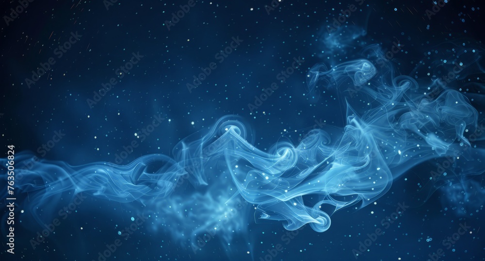 Fototapeta premium A blue background with smoke billowing out, creating a dynamic visual effect