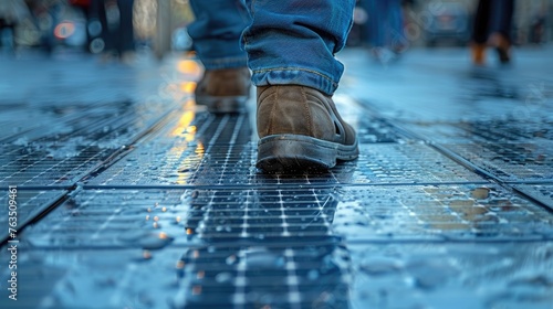 An energy-harvesting pavement generating electricity from pedestrian foot traffic © Gefo