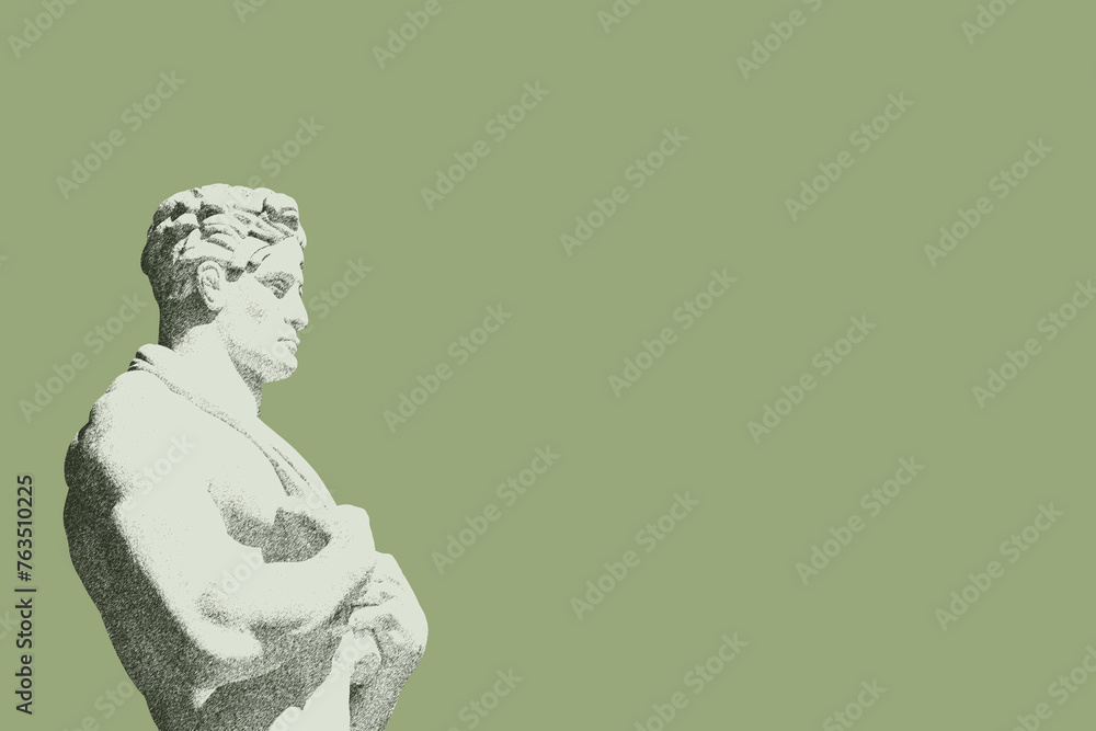 Athlete Marble statue portrait against blue sky. Athlete Marble statue portrait against blue sky.