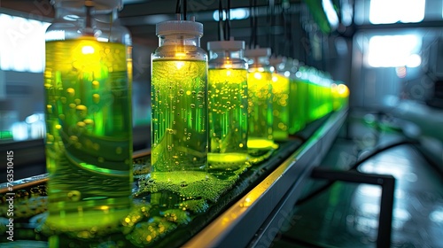 A biotech-enabled, neon-lit algae reactor for producing biofuels and pharmaceuticals