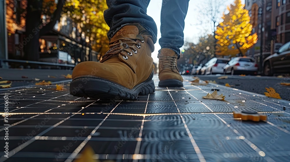 An energy-harvesting pavement generating electricity from pedestrian foot traffic