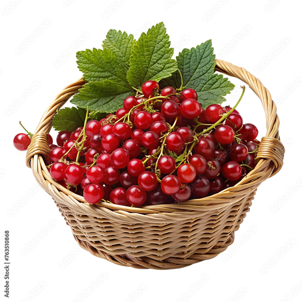 Red currants in a basket. isolated on transparent background. Red currants in a basket. isolated on transparent background.