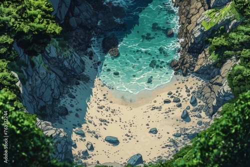 Aerial View of Beach and Cliff