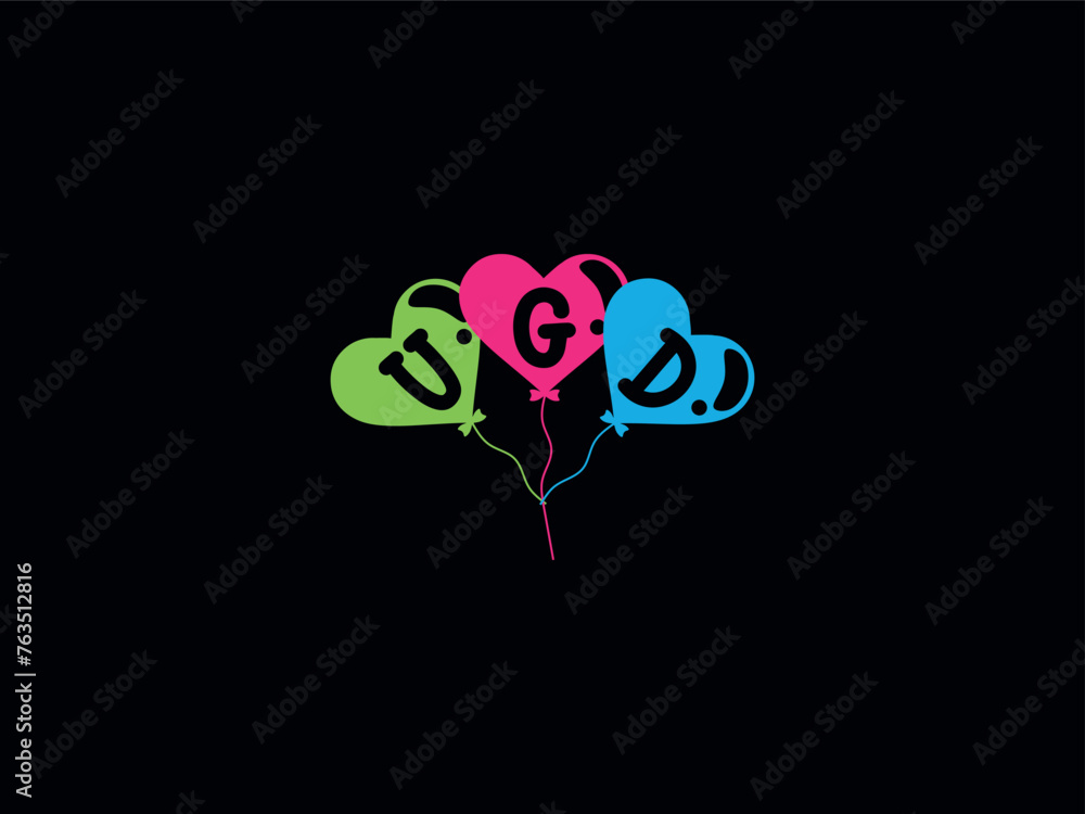 Monogram UGD Balloon Letter Logo Monogram UGD Balloon Letter Logo