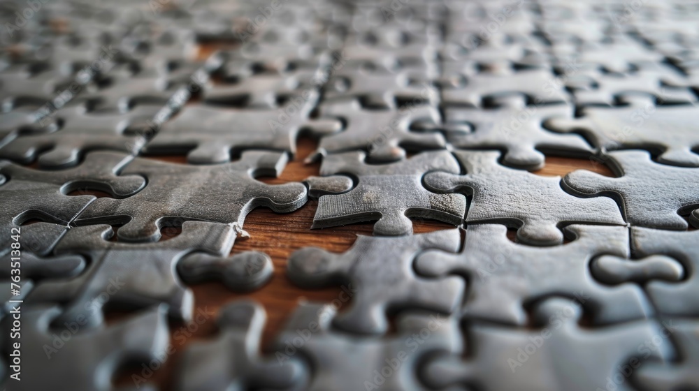 Puzzle: A close-up of a jigsaw puzzle with missing pieces Puzzle: A close-up of a jigsaw puzzle with missing pieces
