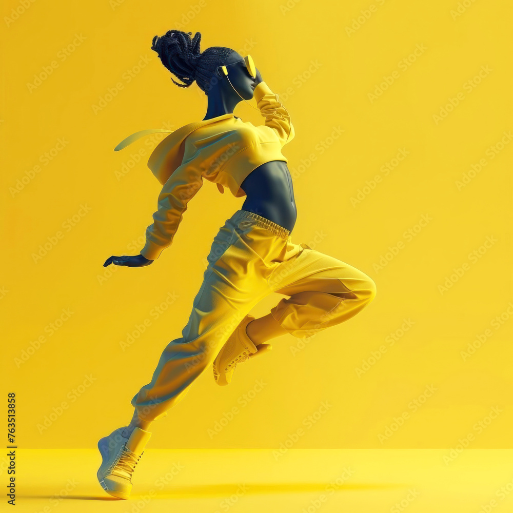 Obraz premium Captivating image of a person dancing in striking yellow attire
