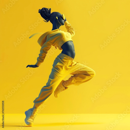 Captivating image of a person dancing in striking yellow attire © DP