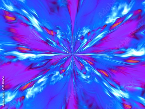 Background with effect of rays in motion  water blurr  splash  lines curves  waves  lights and depth in blue and pink color - abstract graphic. Topics  wallpaper  abstraction  pattern  art of computer