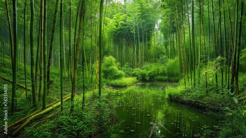 bamboo forests in China, through breathtaking landscape photos that showcase the lush greenery and tranquil atmosphere.