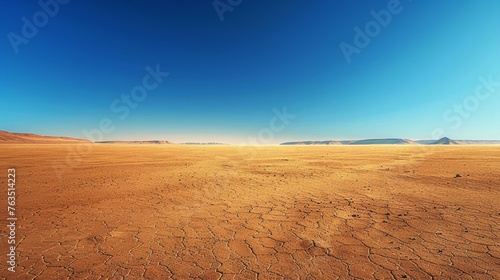 The environment: A vast desert landscape under a clear blue sky