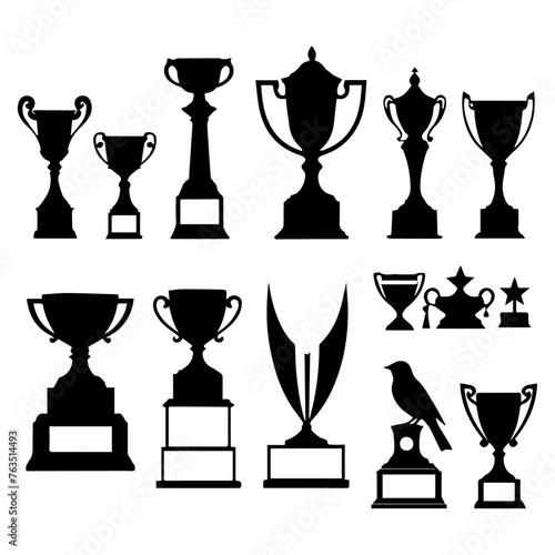 flat design trophy silhouette collection