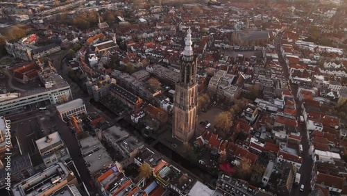 Aerial view of Amersfoort at spring season with the Lieve Vrouwe Tower, The Netherlands, Town Skylin photo