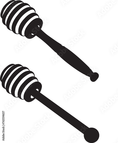 Bee logo and Beehive Honey dipper silhouette vector
