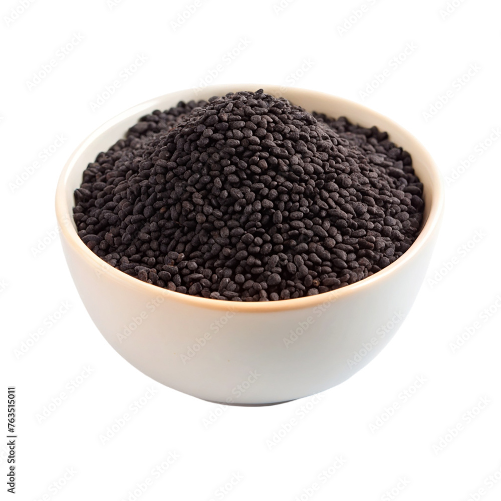 Black cumin seeds in white bowl. isolated on transparent background. Black cumin seeds in white bowl. isolated on transparent background.