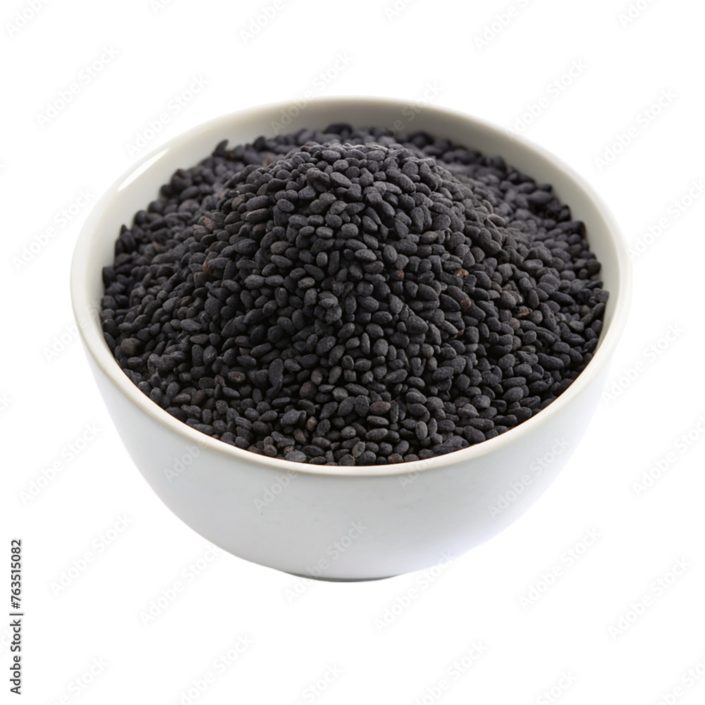 Black cumin seeds in white bowl. isolated on transparent background. Black cumin seeds in white bowl. isolated on transparent background.