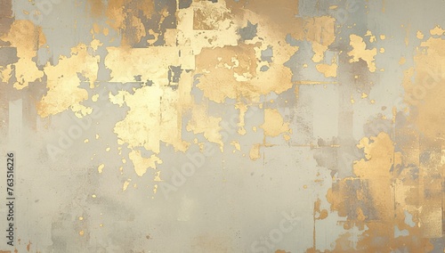 abstract painting with soft grey and gold tones