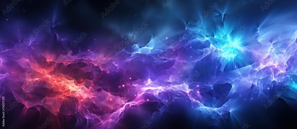 Abstract background with bright glowing nebula and stars.