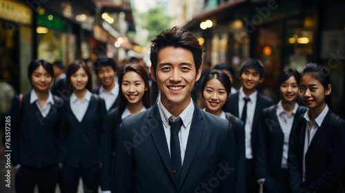 Businessman Standing in Front of Group