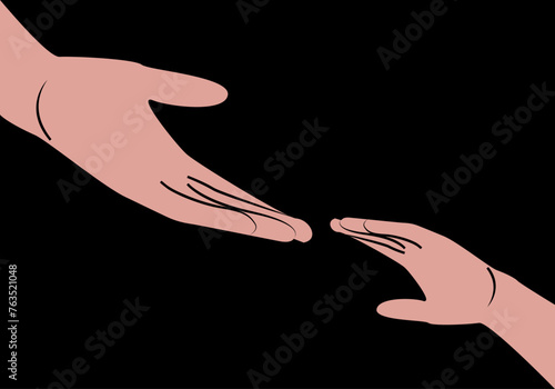 Ayuda. Auxilio. Solidaridad. Mano adulta ayudando a un niño. 