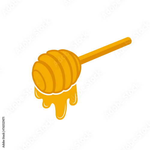yellow Honey dipper icon and silhouette premium vector