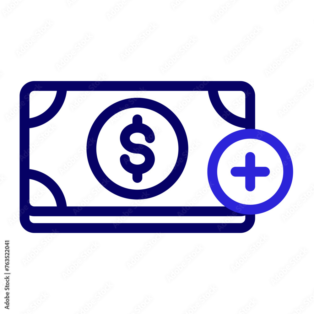 This is the Add icon from the Accounting icon collection with an outline color style This is the Add icon from the Accounting icon collection with an outline color style